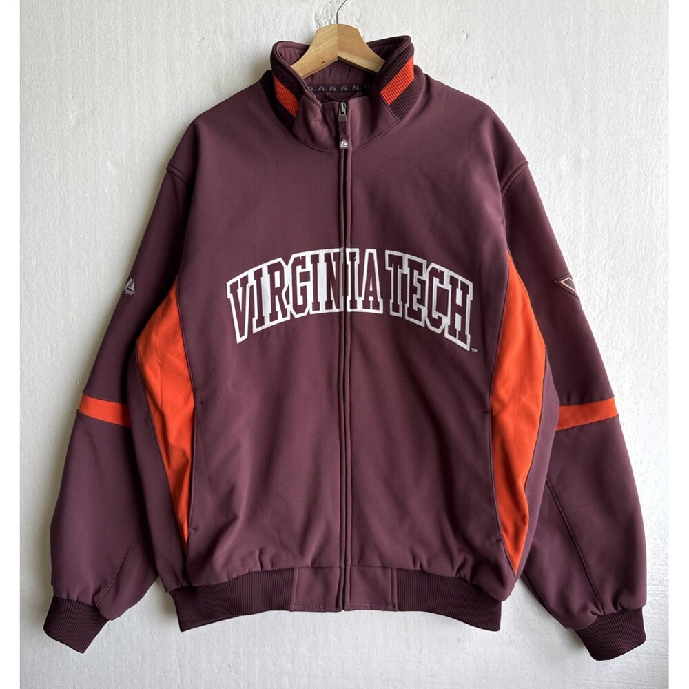 Virginia Tech Hokies Majestic NCAA XL Full Zip Maroon Sewn On Jacket Activewear